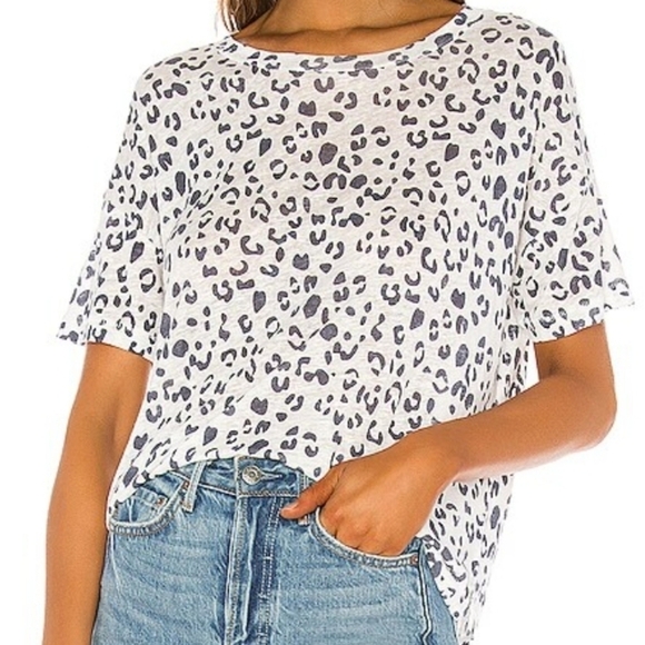 Rails Roman Linen Blend Leopard Print Tee - Picture 1 of 4